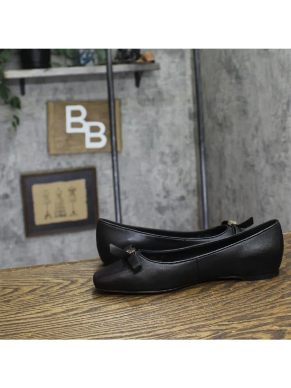 Kate Spade New York Womens Deco Bow Smooth Leather Ballet Flats KM817 Black 7B